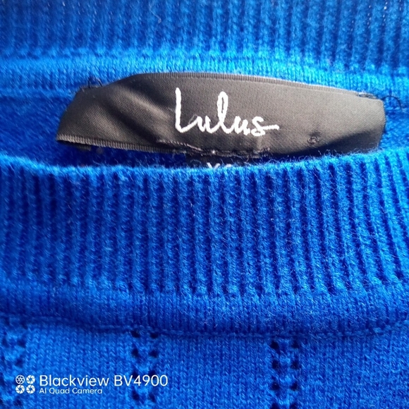 Lulus Charming Cobalt Blue Pointelle Knit Cropped Top xs - Picture 4 of 4
